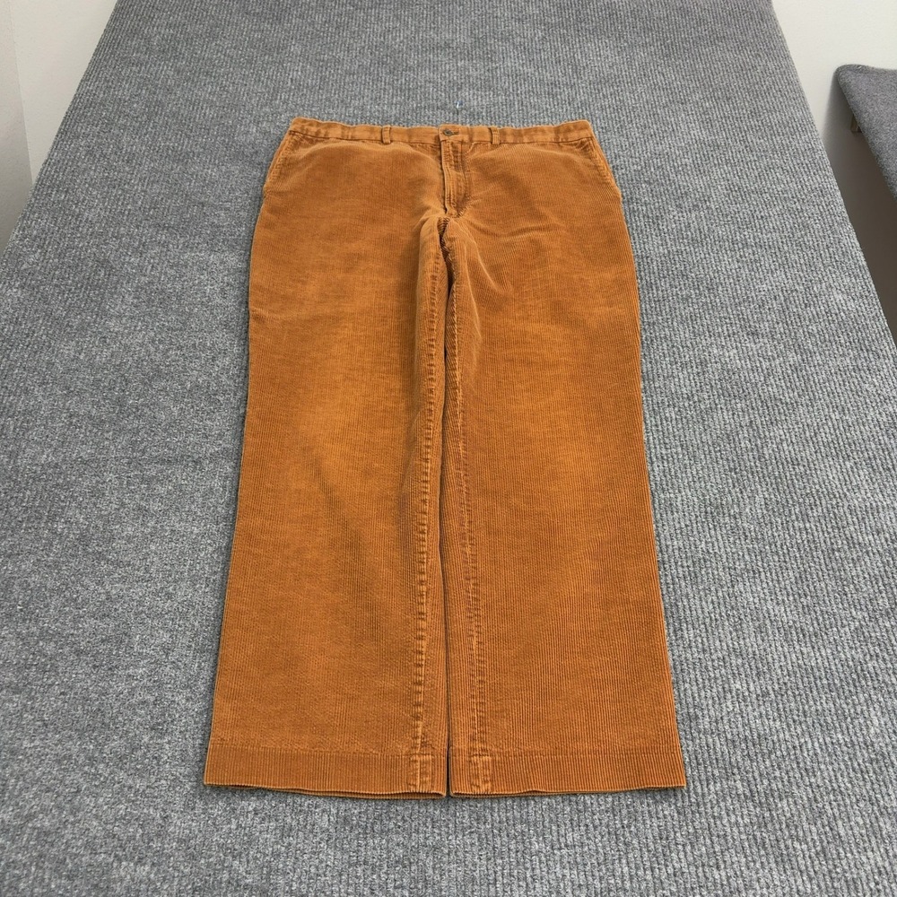 Lands End Pants Mens 38 Orange Cotton Corduroy Traditional Fit Casual Style
